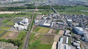 木津市の街並みを空撮